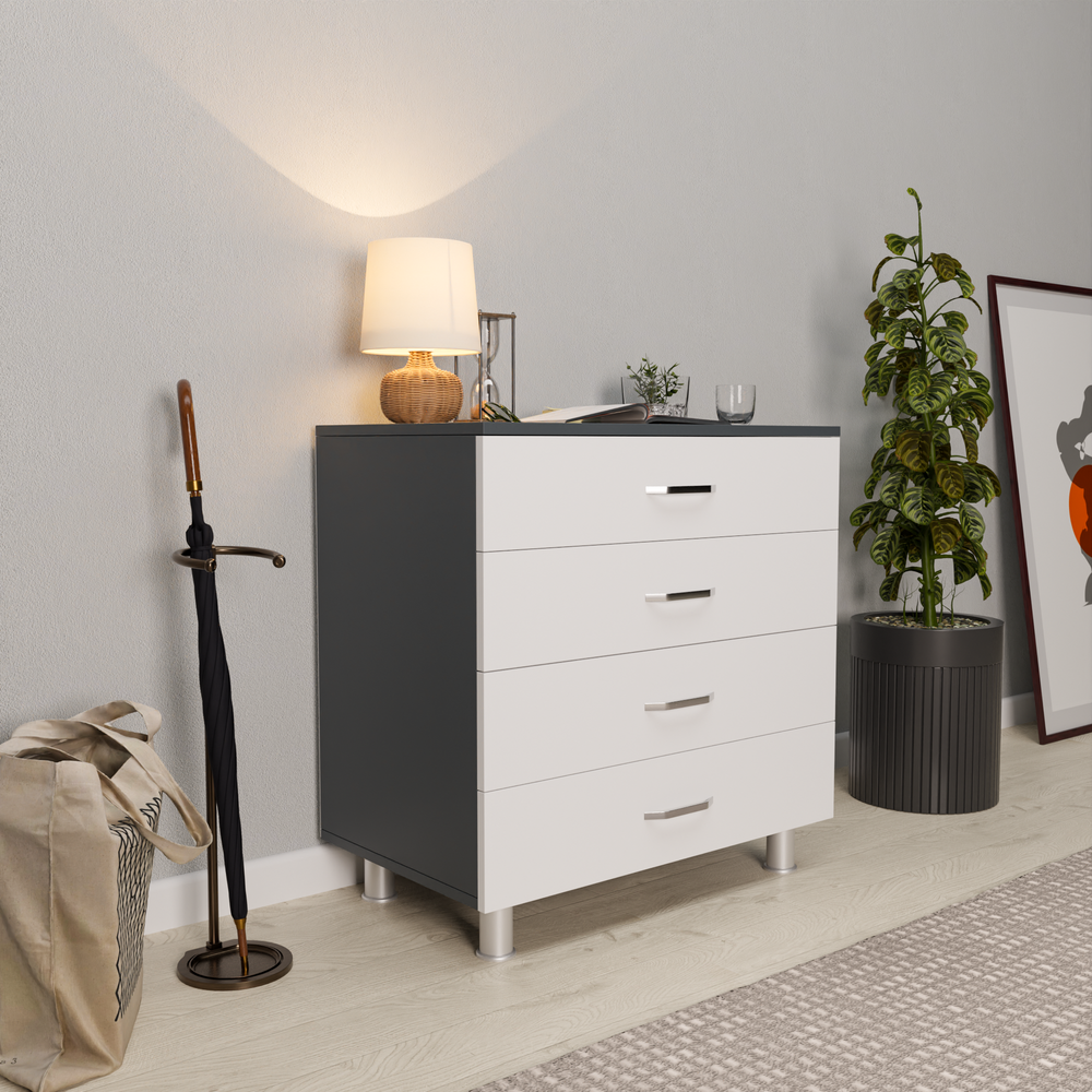 Comoda HubRom, ROZBO1 90x80x48 cm Antacit / Alb