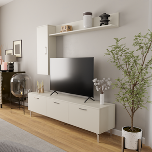 Comoda Tv Luna HubRom, 48x150x35 cm Raf+Dulab 48x180x35, Alb