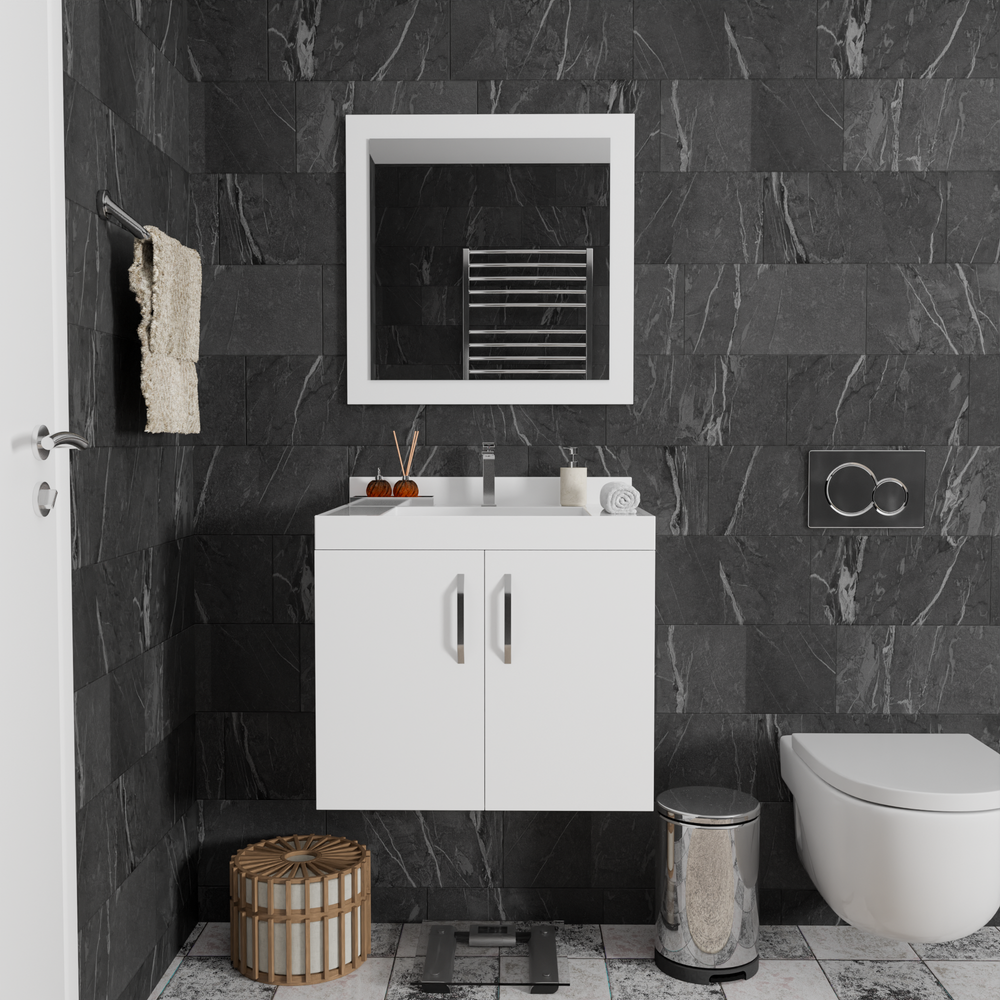 Set Mobilier Baie HubRom, ECO CLASS 50x70x50 cm, Oglinda 50x70 cm, Alb
