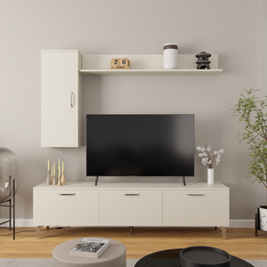 Comoda Tv Luna HubRom, 48x150x35 cm Raf+Dulab 48x180x35, Alb