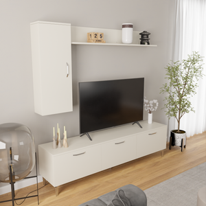 Comoda Tv Luna HubRom, 48x150x35 cm Raf+Dulab 48x180x35, Alb