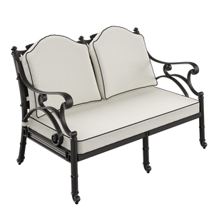 Set Gradina/Terasa HubRom, BODRUM Masa 122x82x53 cm, Canapea 121x60, 2 Fotolii 60x60 cm Negru / Alb