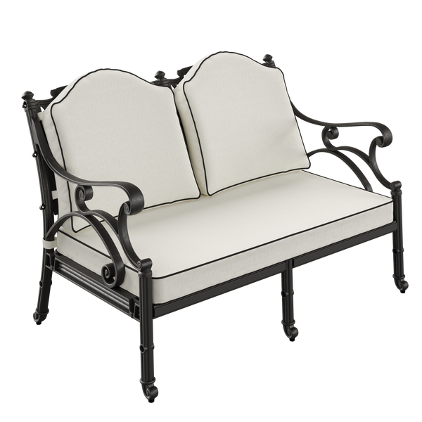 Set Gradina/Terasa HubRom, BODRUM Masa 122x82x53 cm, Canapea 121x60, 2 Fotolii 60x60 cm Negru / Alb