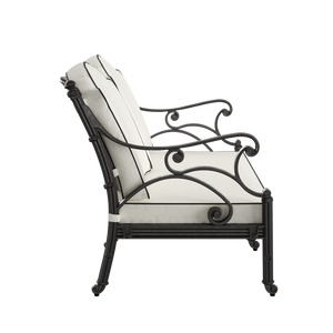 Set Gradina/Terasa HubRom, BODRUM Masa 122x82x53 cm, Canapea 121x60, 2 Fotolii 60x60 cm Negru / Alb