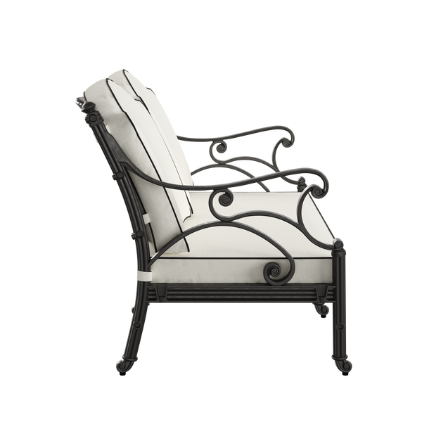 Set Gradina/Terasa HubRom, BODRUM Masa 122x82x53 cm, Canapea 121x60, 2 Fotolii 60x60 cm Negru / Alb