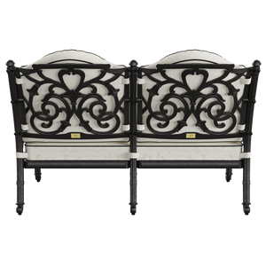 Set Gradina/Terasa HubRom, BODRUM Masa 122x82x53 cm, Canapea 121x60, 2 Fotolii 60x60 cm Negru / Alb