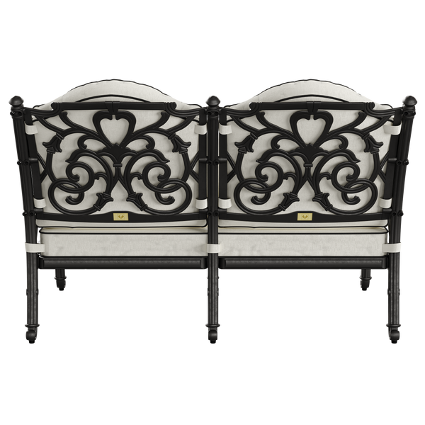 Set Gradina/Terasa HubRom, BODRUM Masa 122x82x53 cm, Canapea 121x60, 2 Fotolii 60x60 cm Negru / Alb