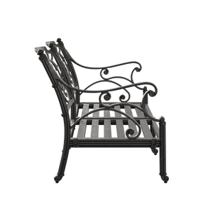 Set Gradina/Terasa HubRom, BODRUM Masa 122x82x53 cm, Canapea 121x60, 2 Fotolii 60x60 cm Negru / Alb