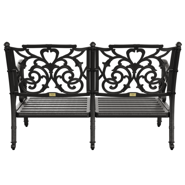 Set Gradina/Terasa HubRom, BODRUM Masa 122x82x53 cm, Canapea 121x60, 2 Fotolii 60x60 cm Negru / Alb