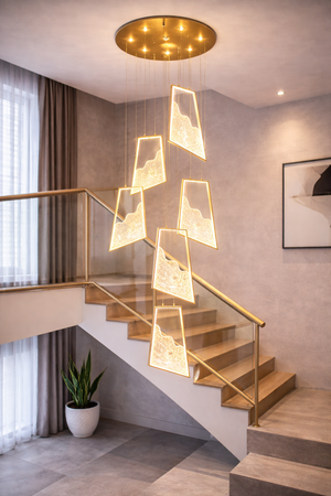 Lustra Led HubRom, TOROS Auriu 5006-2147-83 55x55xHmax200 cm 3200 K Lumina Neutra