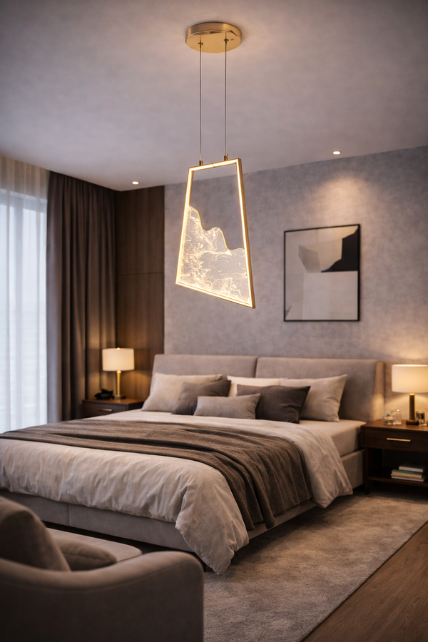 Lustra Led HubRom, TOROS Auriu 5001-2147-83 40x23xHmax150 cm 3200 K Lumina Neutra