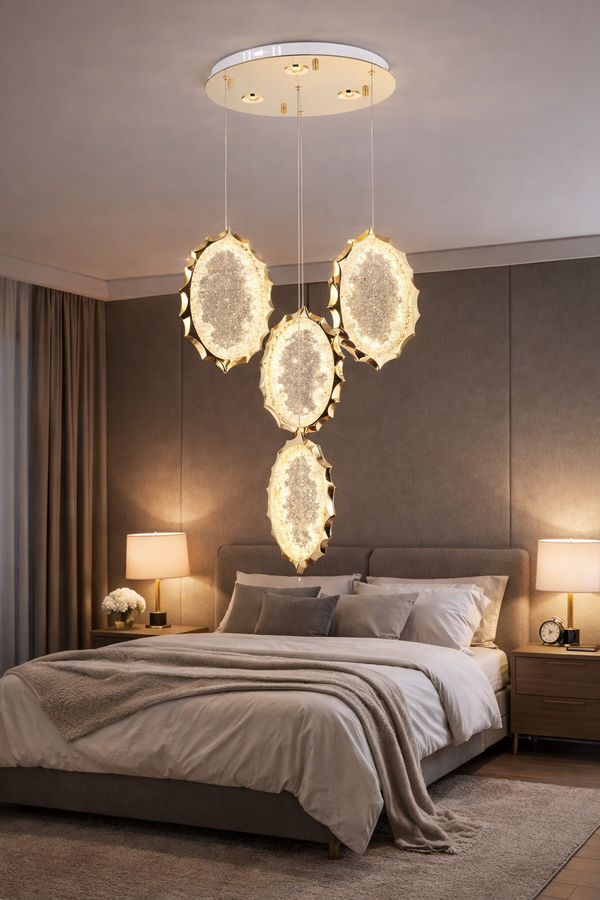 Lustra Led HubRom, DAMLA Auriu 5004-6135-83 40x40xHmax150 cm Lumina Calda,Rece,Neutra