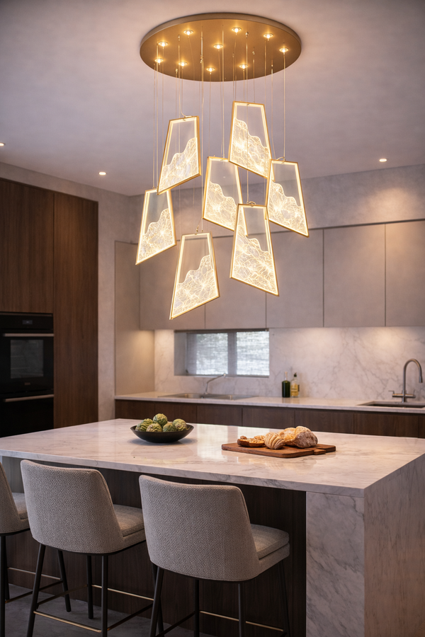 Lustra Led HubRom, TOROS Auriu 5407-2147-83 90x30xHmax150 cm 3200 K Lumina Neutra