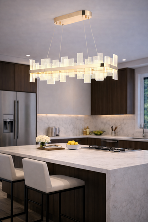 Lustra Led HubRom, GARTNER Auriu 5490-2157-83 90x35xHmax100 cm 3200 K Lumina Neutra