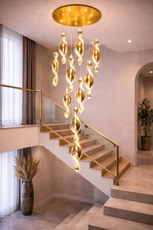 Lustra Led HubRom, LIKYA Auriu 5010-6100-83 60x60xHmax300 cm 3200 K Lumina Calda,Rece,Neutra