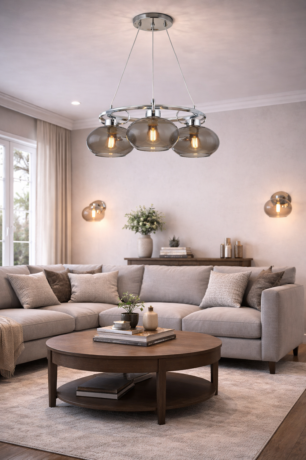 Lustra HubRom, LONDON 5003-1668-51 60x60xHmax120 cm 3xE27-60W Crom