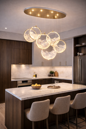 Lustra Led HubRom, GEYIK Auriu 5407-2153-83 90x30xHmax100 cm 3200 K Lumina Neutra