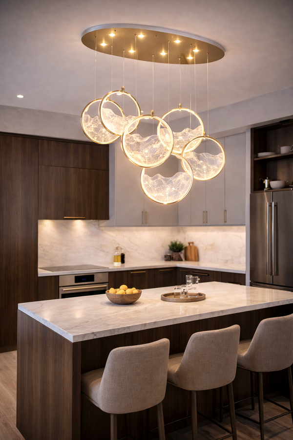 Lustra Led HubRom, GEYIK Auriu 5407-2153-83 90x30xHmax100 cm 3200 K Lumina Neutra