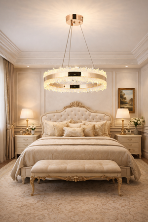 Lustra Led HubRom, ARES Auriu 5040-0384-83 40x40xHmax100 cm Lumina Calda,Rece,Neutra