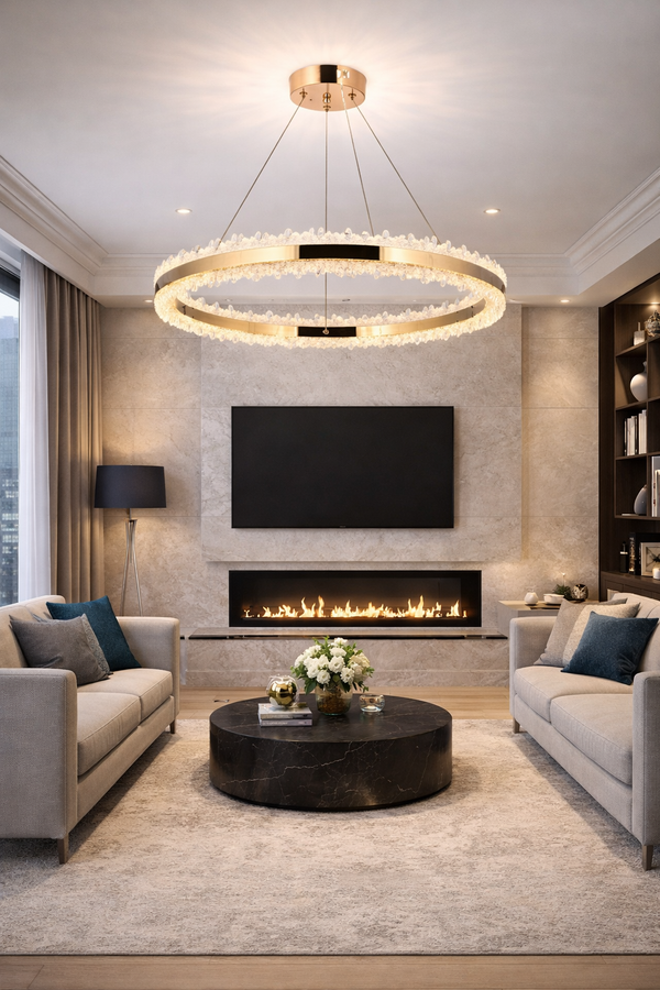 Lustra Led HubRom, ARES Auriu 5080-0384-83 80x80xHmax100 cm Lumina Calda,Rece,Neutra