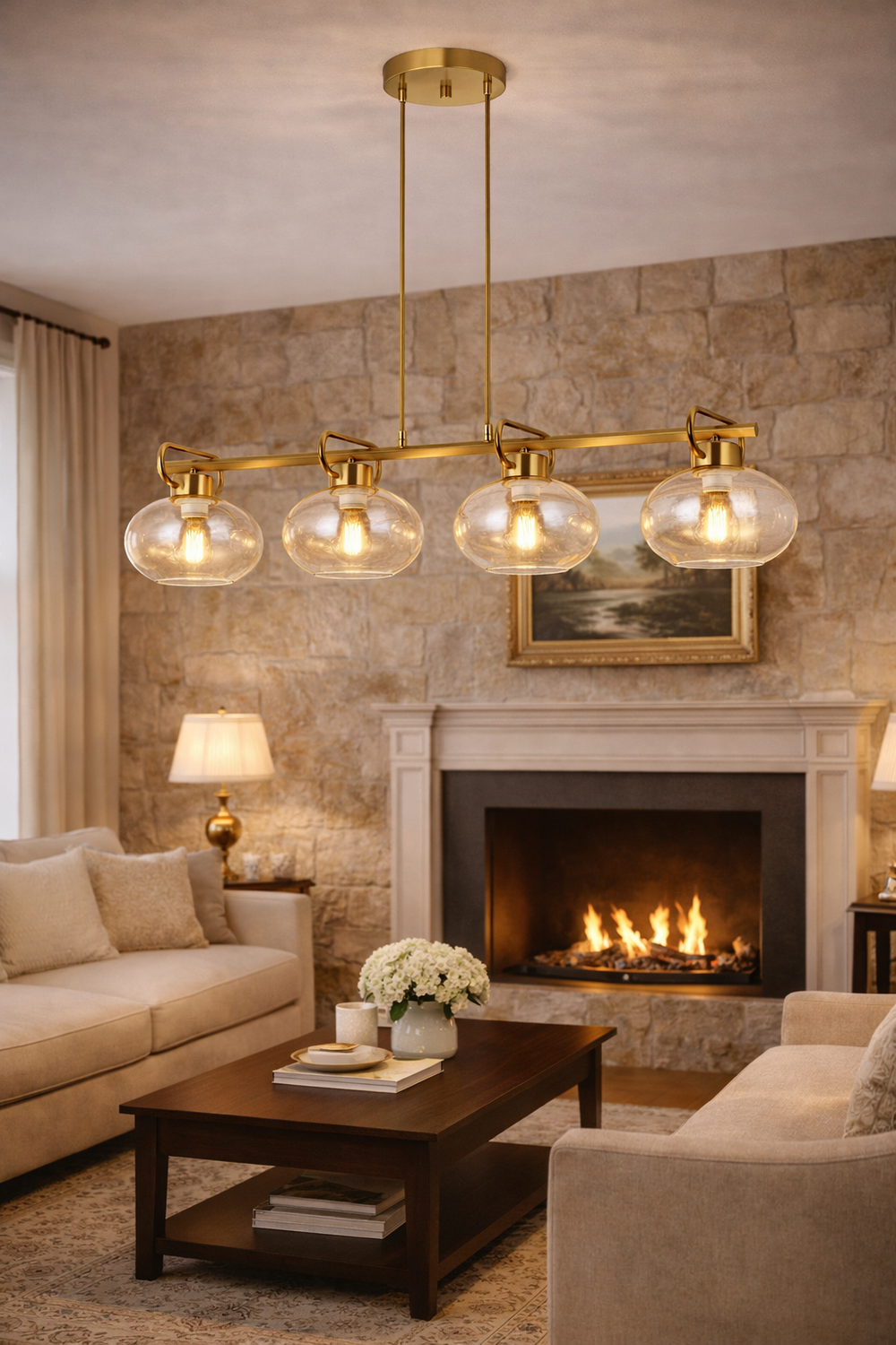 Lustra HubRom, LONDON 5404-1668-52 100x20xHmax120 cm 4xE27-60W Antiq