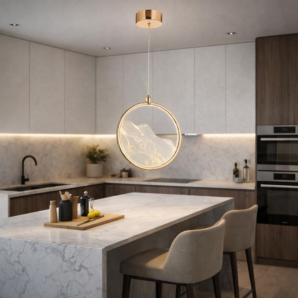 Lustra Led HubRom, GEYIK Auriu 5001-2153-83 25x25xHmax100 cm 3200 K Lumina Neutra