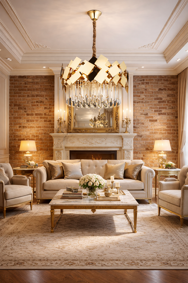 Lustra Cristal HubRom, ROSHAN 21036-50Y 50x90 cm 6xE14-40W Auriu