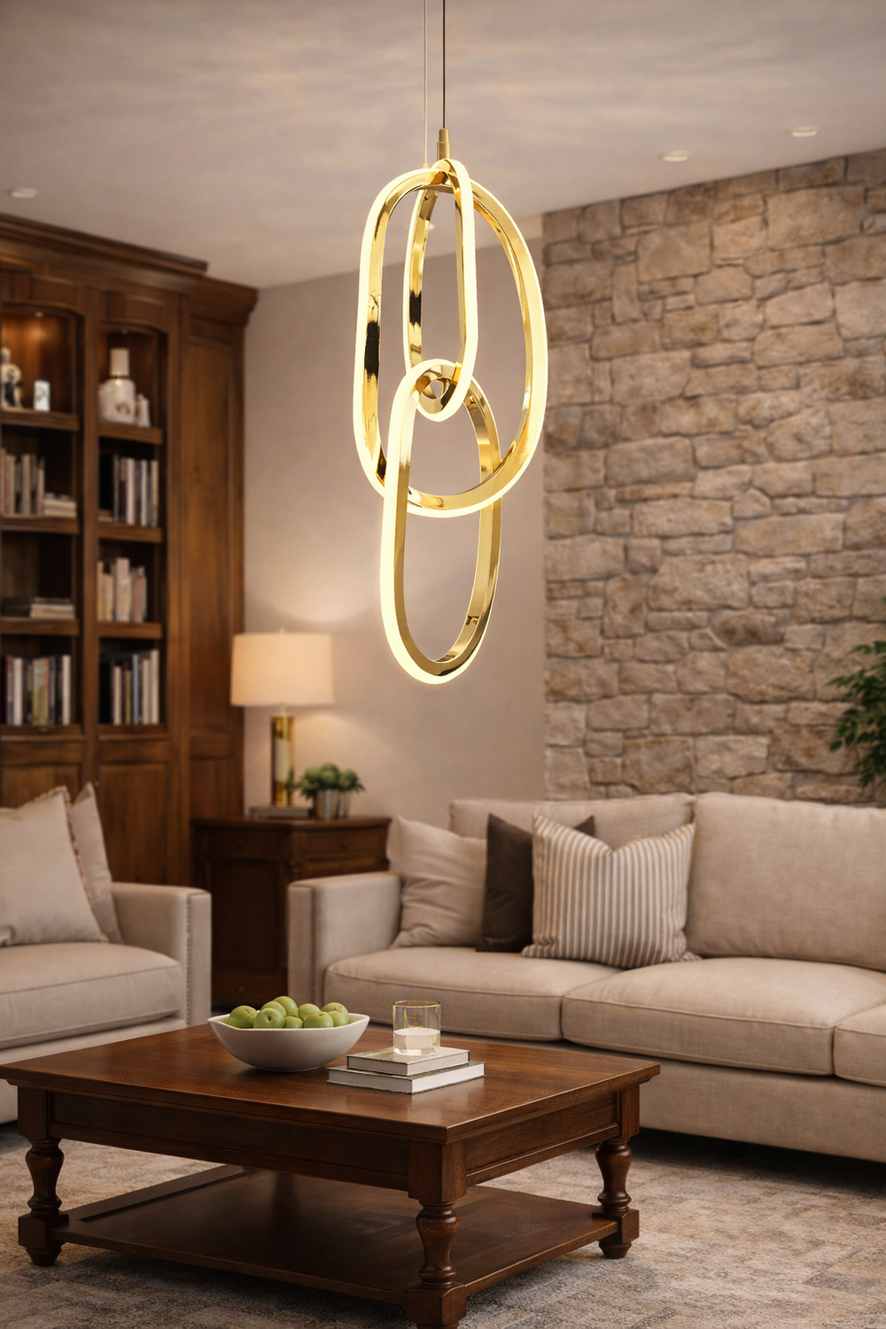 Lustra Led HubRom, CARA 24011-50Y 35x100 cm 66 W Auriu Lumina Calda,Rece,Neutra 0