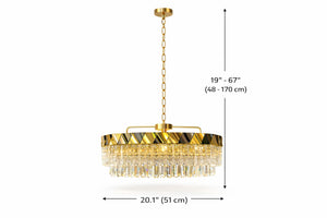 Lustra Led Cristal HubRom, DIANDRA 24029-50Y 50x90 cm 53 W Auriu