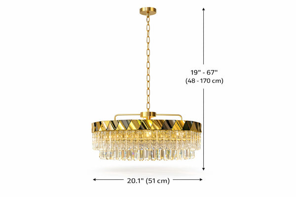 Lustra Led Cristal HubRom, DIANDRA 24029-50Y 50x90 cm 53 W Auriu