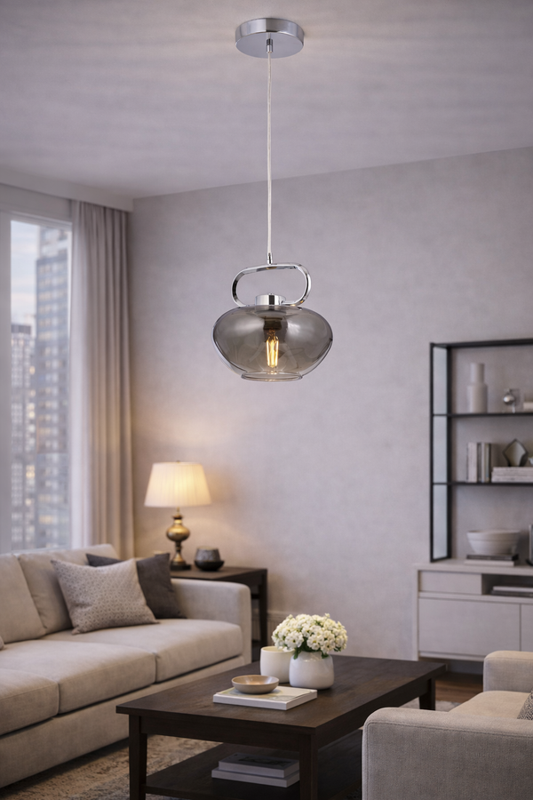 Lustra HubRom, LONDON 5001-1668-51 25x25xHmax100 cm 1xE27-60W Crom