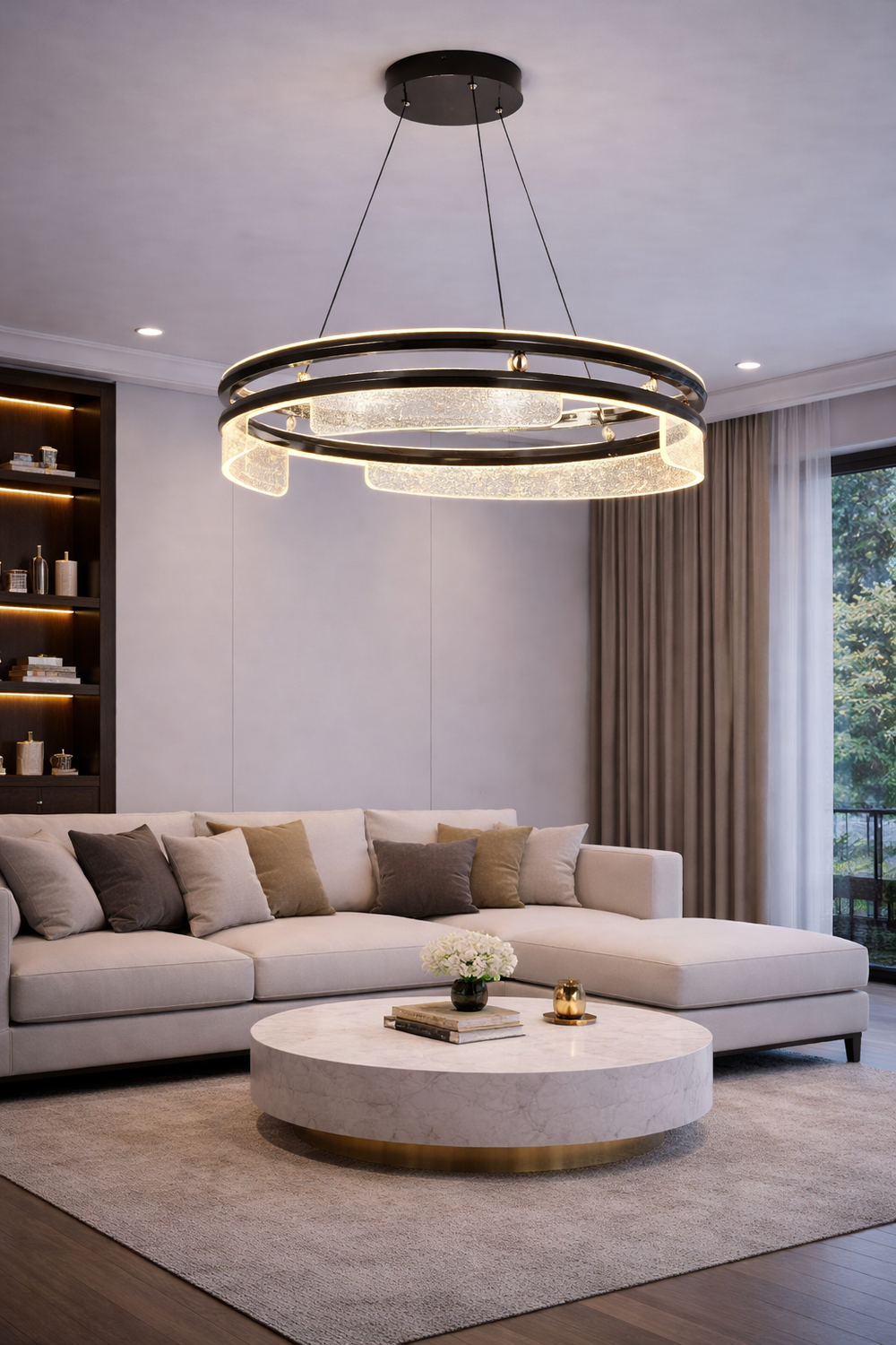 Lustra Led HubRom, NEPTUN Fume 5050-6126-82 50x50xHmax100 cm Lumina Calda,Rece,Neutra