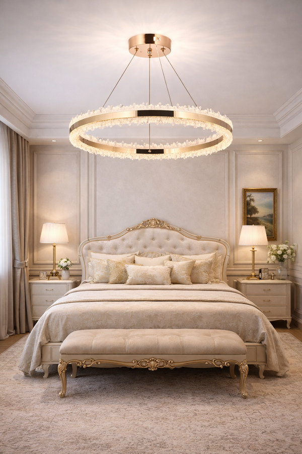 Lustra Led HubRom, ARES Auriu 5080-0384-83 80x80xHmax100 cm Lumina Calda,Rece,Neutra