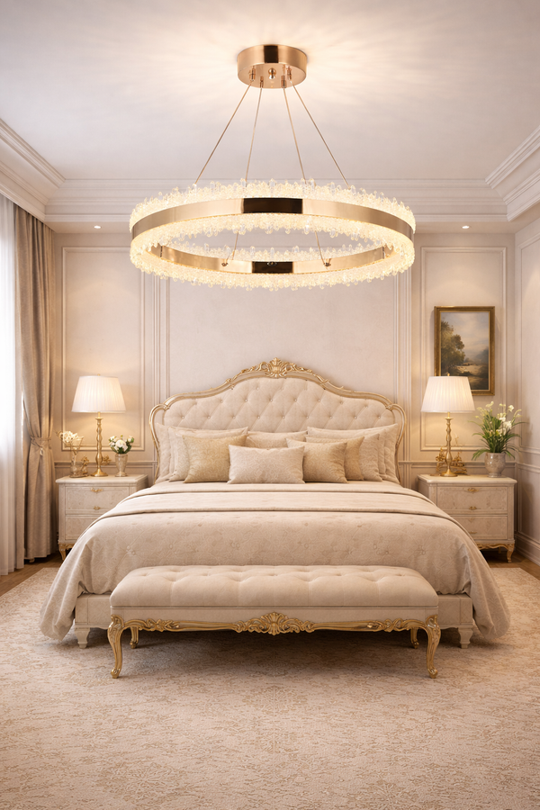 Lustra Led HubRom, ARES Auriu 5060-0384-83 60x60xHmax100 cm Lumina Calda,Rece,Neutra