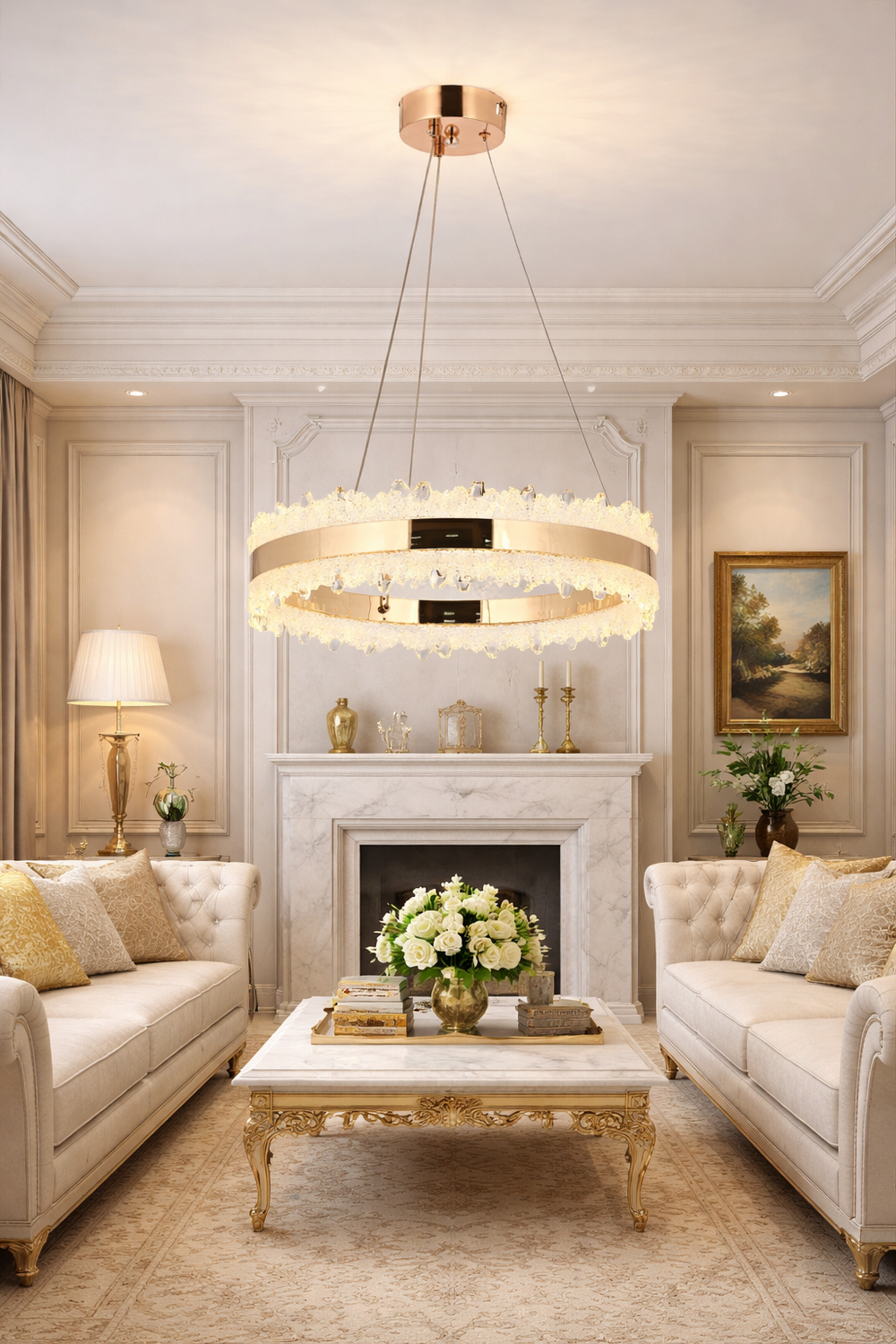 Lustra Led HubRom, ARES Auriu 5040-0384-83 40x40xHmax100 cm Lumina Calda,Rece,Neutra