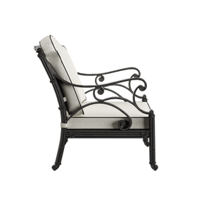 Set Gradina/Terasa HubRom, BODRUM Masa 122x82x53 cm, Canapea 121x60, 2 Fotolii 60x60 cm Negru / Alb