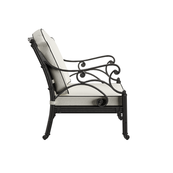 Set Gradina/Terasa HubRom, BODRUM Masa 122x82x53 cm, Canapea 121x60, 2 Fotolii 60x60 cm Negru / Alb