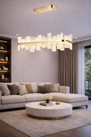 Lustra Led HubRom, GARTNER Auriu 5490-2157-83 90x35xHmax100 cm 3200 K Lumina Neutra