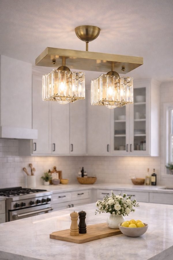 Plafonieara Cristal HubRom, RIVIA 3416-02-FR 30x30 cm 2xE27-60W Antiq