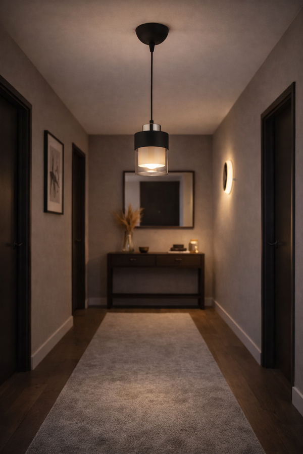 Lustra HubRom, BORIS 3476-01-CH 12x65 cm 1xE27-60W Negru / Crom