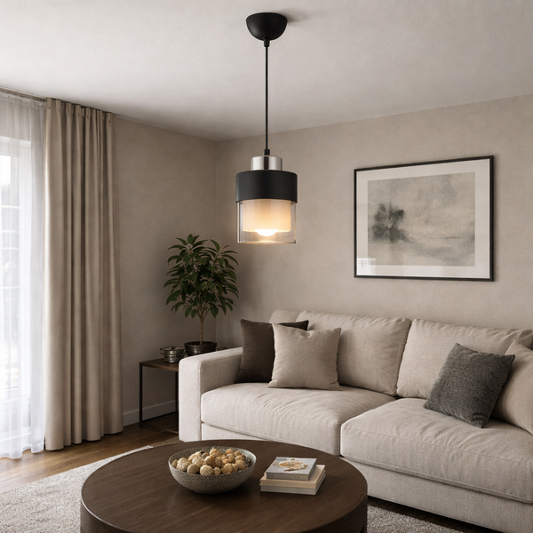 Lustra HubRom, BORIS 3476-01-CH 12x65 cm 1xE27-60W Negru / Crom