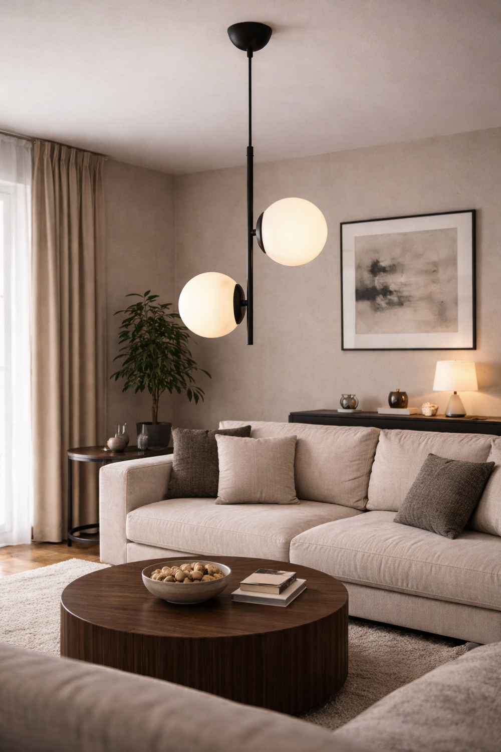 Lustra HubRom, MALIBU 3489-02-01-BL 35x60 cm 2xE27-60W Negru