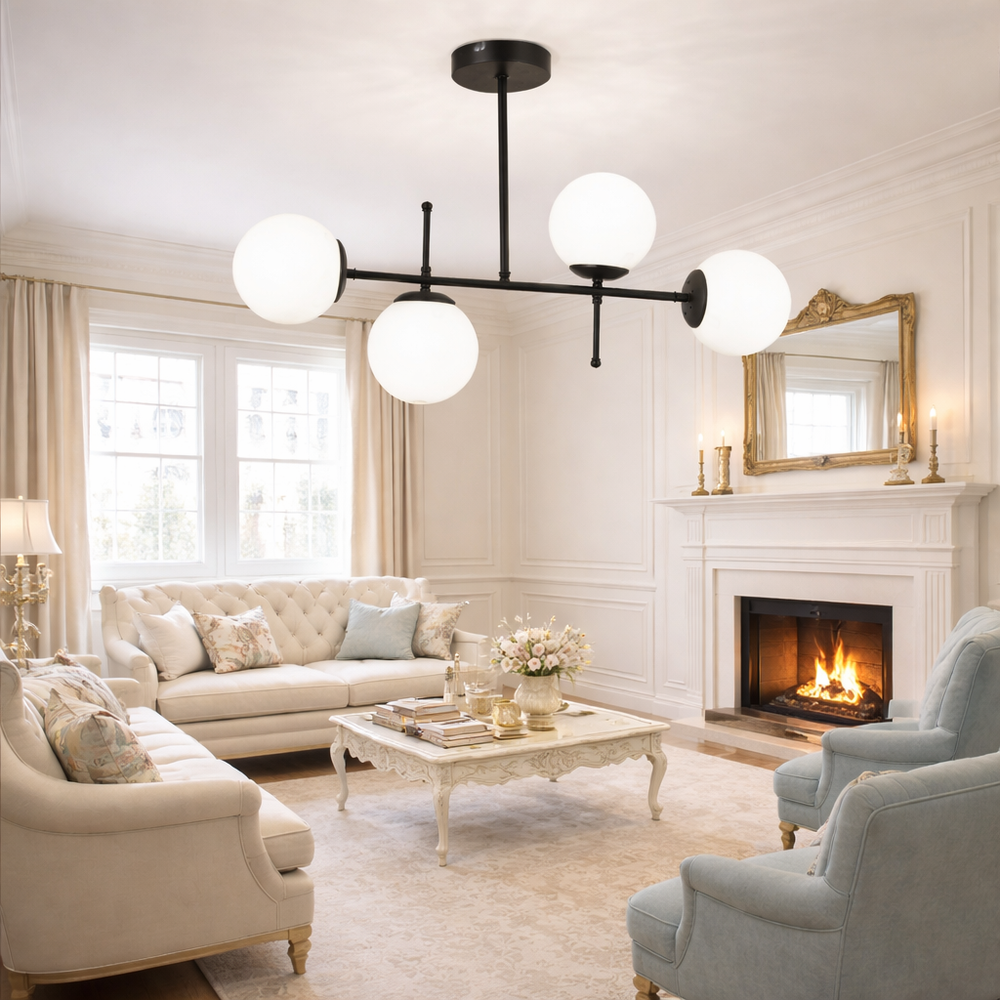 Lustra HubRom, GUNAY 3577-04-BL 85x67 cm 4xE27-60W Negru