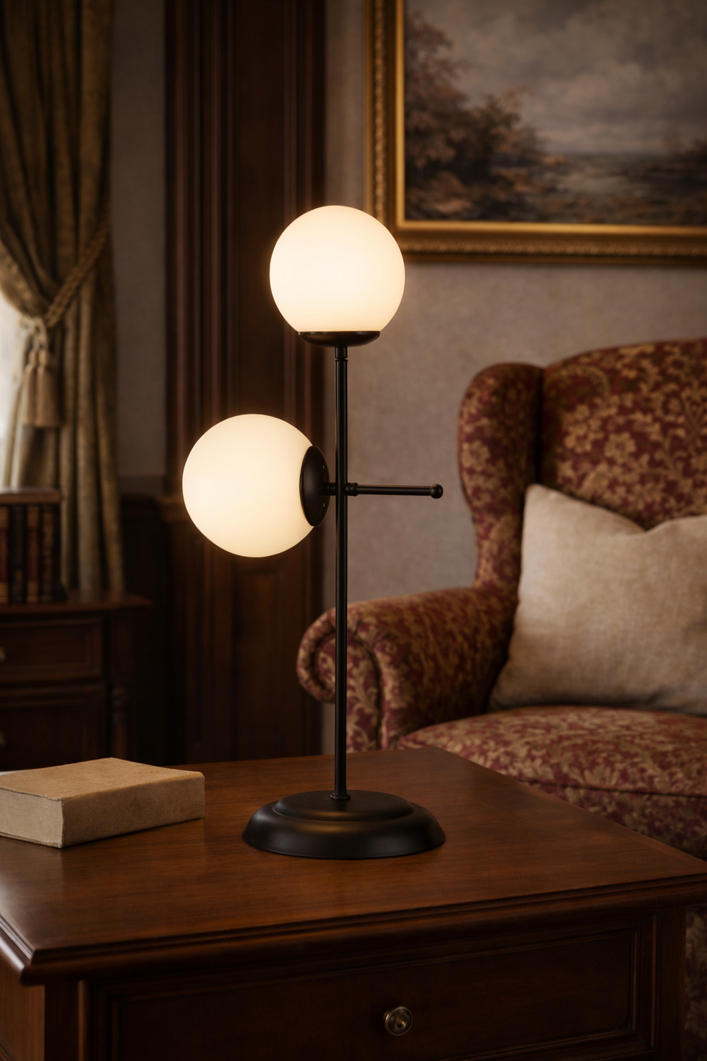 Veioza HubRom, GUNAY 3577-2M-BL 27x67 cm 2xE27-60W Negru