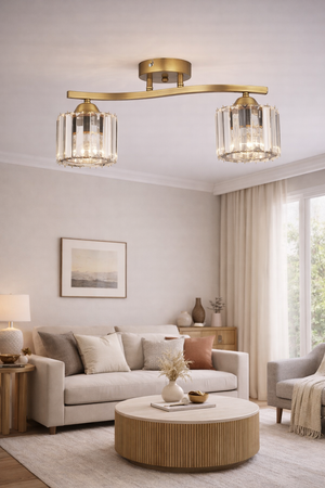 Plafonieara Cristal HubRom, TUFTY 3617-2S-FR 45x22 cm 2xE27-60W Antiq