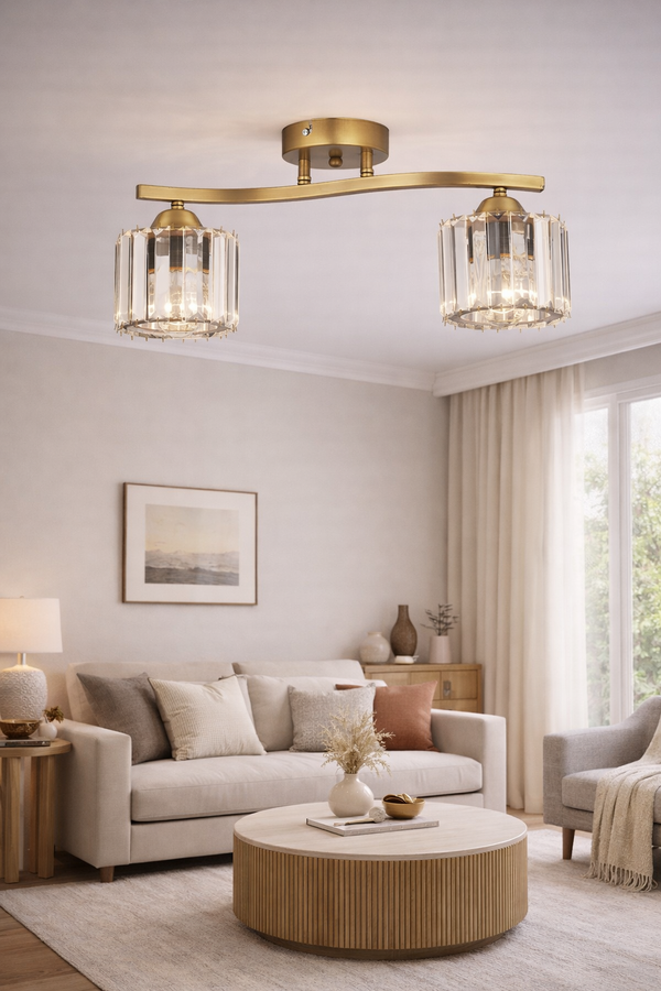 Plafonieara Cristal HubRom, TUFTY 3617-2S-FR 45x22 cm 2xE27-60W Antiq