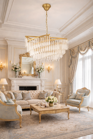 Lustra Cristal HubRom, ARIZONA 3715-01-FR 52x108 cm 8xE14-40W Antiq