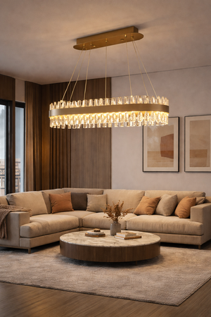 Lustra Led Cristal HubRom, BRAMPTON 3962-06-FR 86x35x70 cm 95 W Antiq Lumina Calda,Rece,Neutra 0