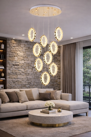 Lustra Led HubRom, DAMLA Gold 5010-6135-83 60x60xHmax150 cm Lumina Calda,Rece,Neutra