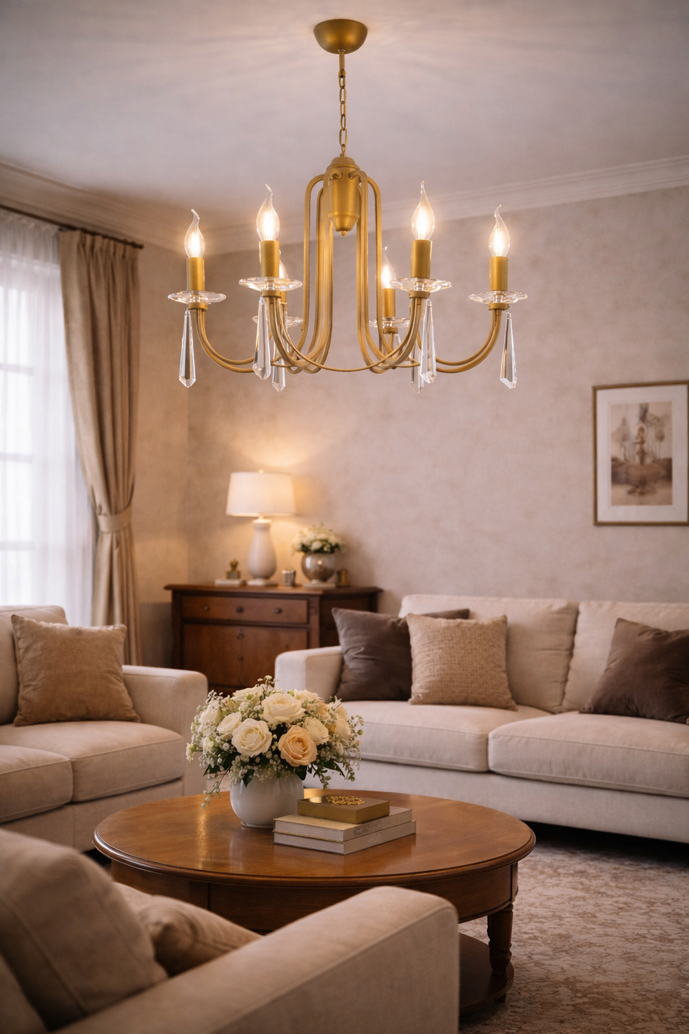 Lustra Cristal HubRom, DAMIAN 4106-06-FR 62x82 cm 6xE14-40W Antiq